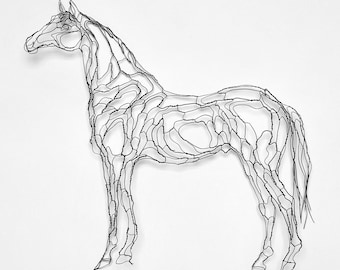 2D Custom/Bespoke Wire Wall Art Horse, 18" x 24" by Elizabeth Berrien