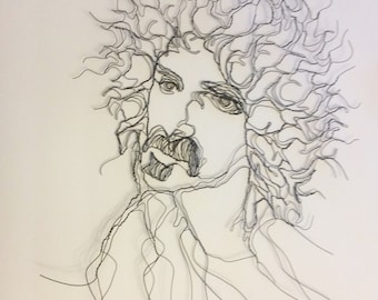 Frank Zappa Wire Sculpture Rock Star Portrait by Elizabeth Berrien