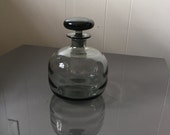 Mid Century Modern Smoked Glass Hand Blown Decanter and Stopper