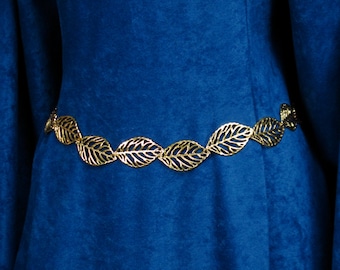 Gold Leaf Floral Waist Chain Belt - Women\'s Accessory Gold Tulip Flower Belt Vintage Style For Womens... From  main image 2