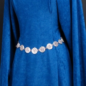 Fair Maiden, hip belt, Celtic belt, silver chain belt, Medieval, Renaissance, Celtic wedding, Tudor chain, plus sizes, MTO Kinsey