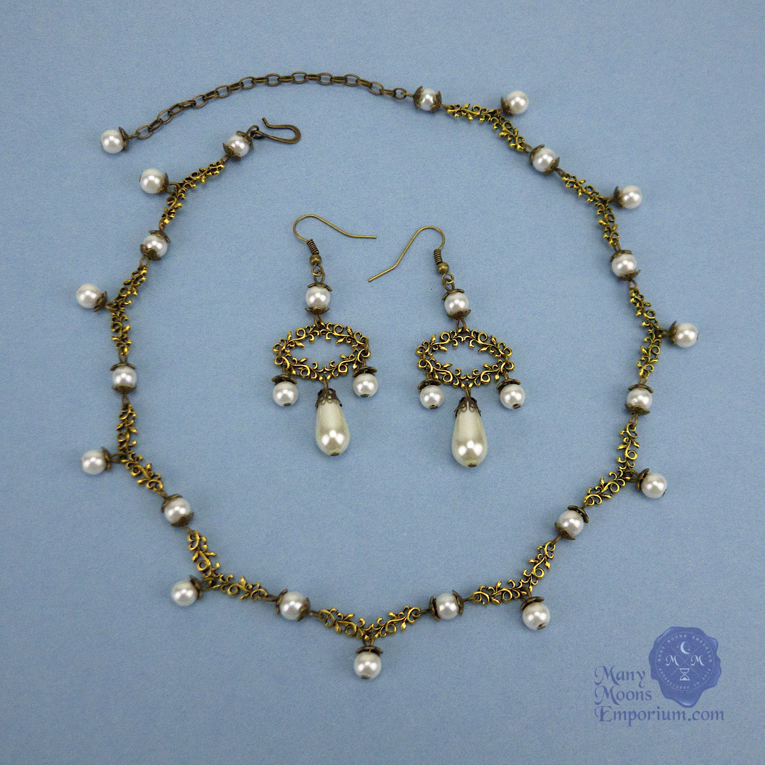 Lady Blythe Antique Gold Drop Pearl Renaissance Necklace | Etsy