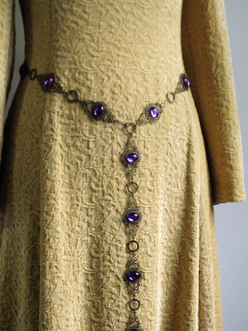 plus size available Elizabethan costume Tudor belt Renaissance belt for women MTO jeweled belt brass chain belt Medieval girdle belt
