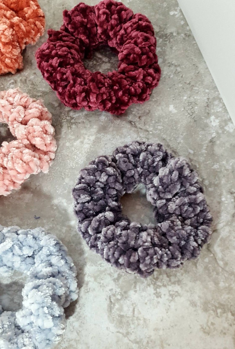 Velvet Crocheted Scrunchie Ponytail Holder!