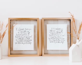 CALLIGRAPHY VOW SET - Calligraphy Wedding Vows, Hand Lettered Wedding Vows, Custom Vow Prints, Calligraphy Wedding Song, Valentine’s Gift