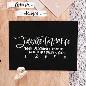 Black Envelope Calligraphy Addressing, Hand Lettered Envelope, Wedding Envelopes, Black and White Stationery, Black and White Wedding image 1