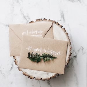 SOBRES DE KRAFT CON DIRECCIÓN / Sobres escritos a mano, sobres para tarjetas navideñas, sobres rústicos para bodas con caligrafía, papelería