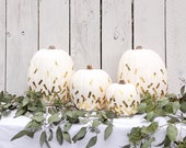 Gold Confetti Pumpkin, Gold Stripe Pumpkin, White Pumpkin Decor, Thanksgiving Pumpkin Decor, Ombre Pumpkin
