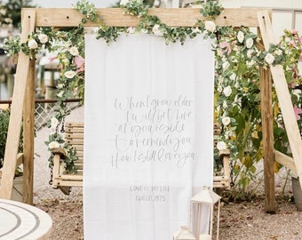 Summer Wedding Fabric Signage, Wedding Ceremony Backdrop