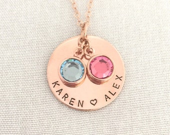 Large Two Name Necklace, Gift for Mom, Anniversary Gift, Mother's Day, Mum Jewelry, Sister Gift, New Mom Gift, Gold Disc Necklace