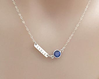 Skinny Bar Necklace, Little Girl Necklace, Bridesmaid Necklace, Flower Girl Gift, Name Bar, Birthstone Necklace, Name Necklace, Brides Gift