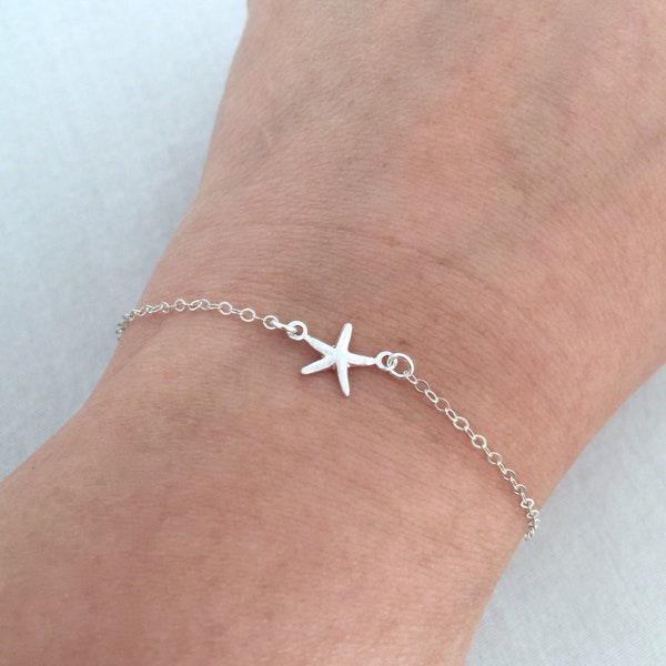 Tiny Starfish Bracelet, Bridesmaid Gift, Beach Wedding, Starfish in Silver and Gold, BFF Gift, Summer Jewelry