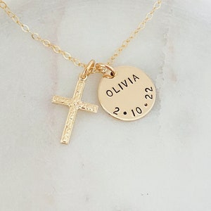 Gold Baby Cross Necklace, Baby Girl First Communion Gift, Baptism ...