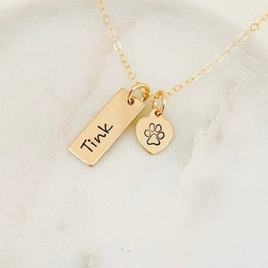 Custom Pet Necklace, Paw Print Necklace, Pet Remembrance Gift, Dog Necklace, Cat Necklace, Pet Loss Necklace, Pet Memorial, StampedEve image 1