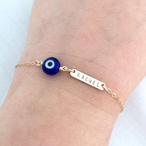 Personalized Evil Eye Bracelet Evil Eye Jewelry Bar Etsy