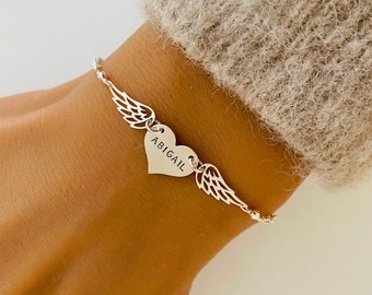 Mommy Of An Angel Bracelet, Memorial Jewelry, Infant Loss Bracelet, Loss of Mother Bracelet, Miscarriage Gift, In Memory of Baby, Wing Charm