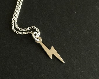 Sterling Silver Lightning Necklace, Dainty Lightning Bolt Necklace, Delicate Lightning Necklace, Minimalist Necklace, Small Bolt Necklace