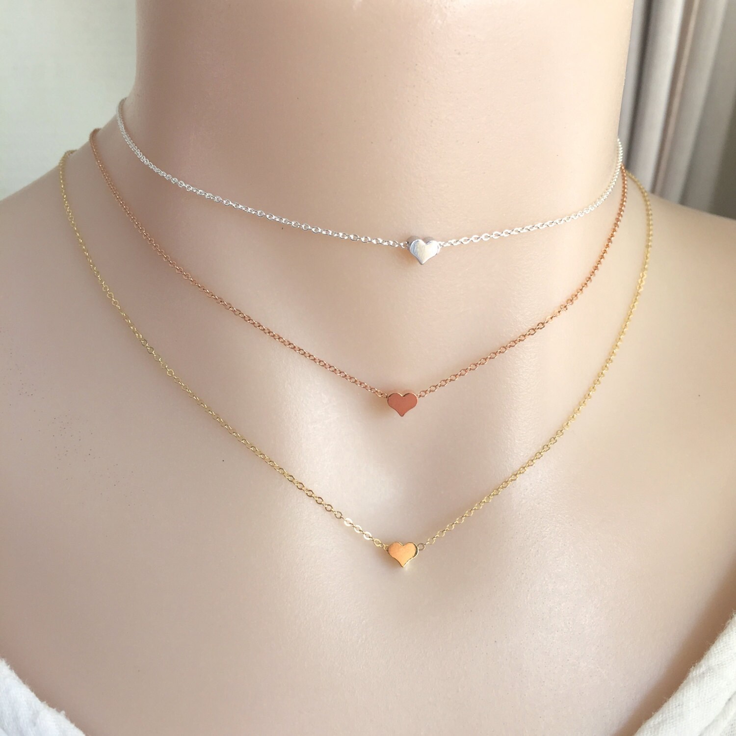 Choker Tiny Heart Necklace Rose Gold Heart Gold Heart Etsy Australia