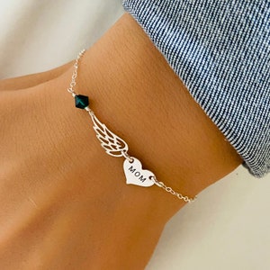 Pulsera conmemorativa personalizada en plata u oro, joyería con alas de ángel, ángel de la guarda, regalo de condolencia, recuerdo, regalo por la pérdida de papá