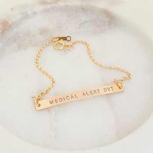 Type 1 Diabetes Bracelet, Rose Gold Medical ID Bracelet, Allergy Bracelet, Medical Alert, Dainty Medical ID for Her, Women Medical ID image 5