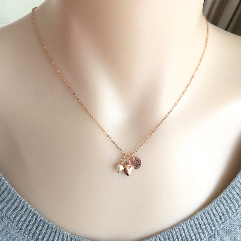 Little Girl Heart Initial Necklace Child Necklace Sterling Etsy