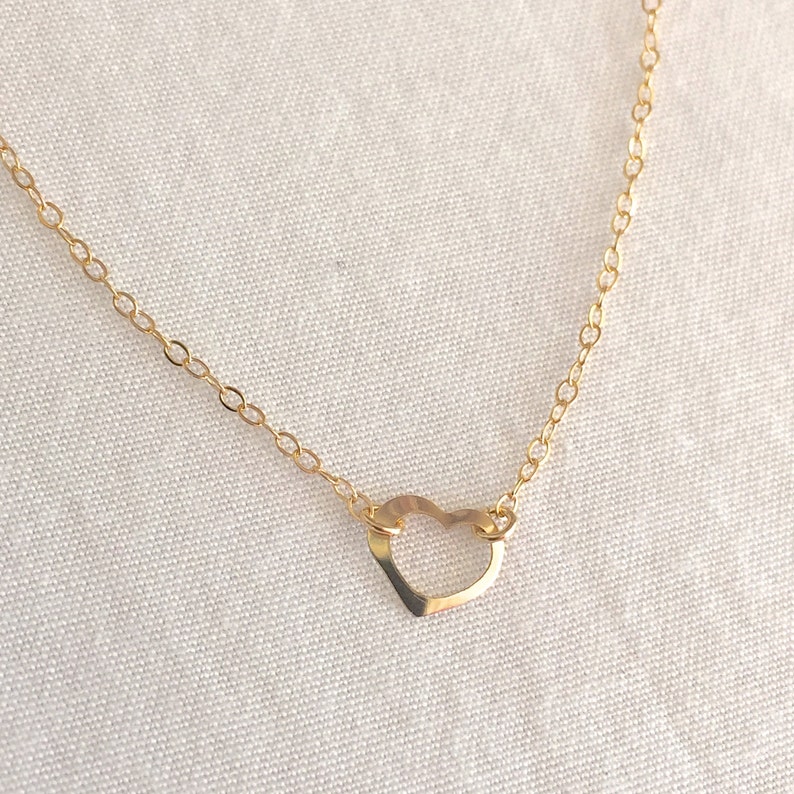 Gold Dainty Heart Necklace Delicate Heart Necklace Little | Etsy