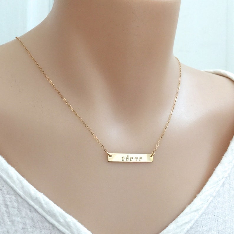 Hand Stamped Name ASL Necklace Sign Language Jewelry Rose - Etsy
