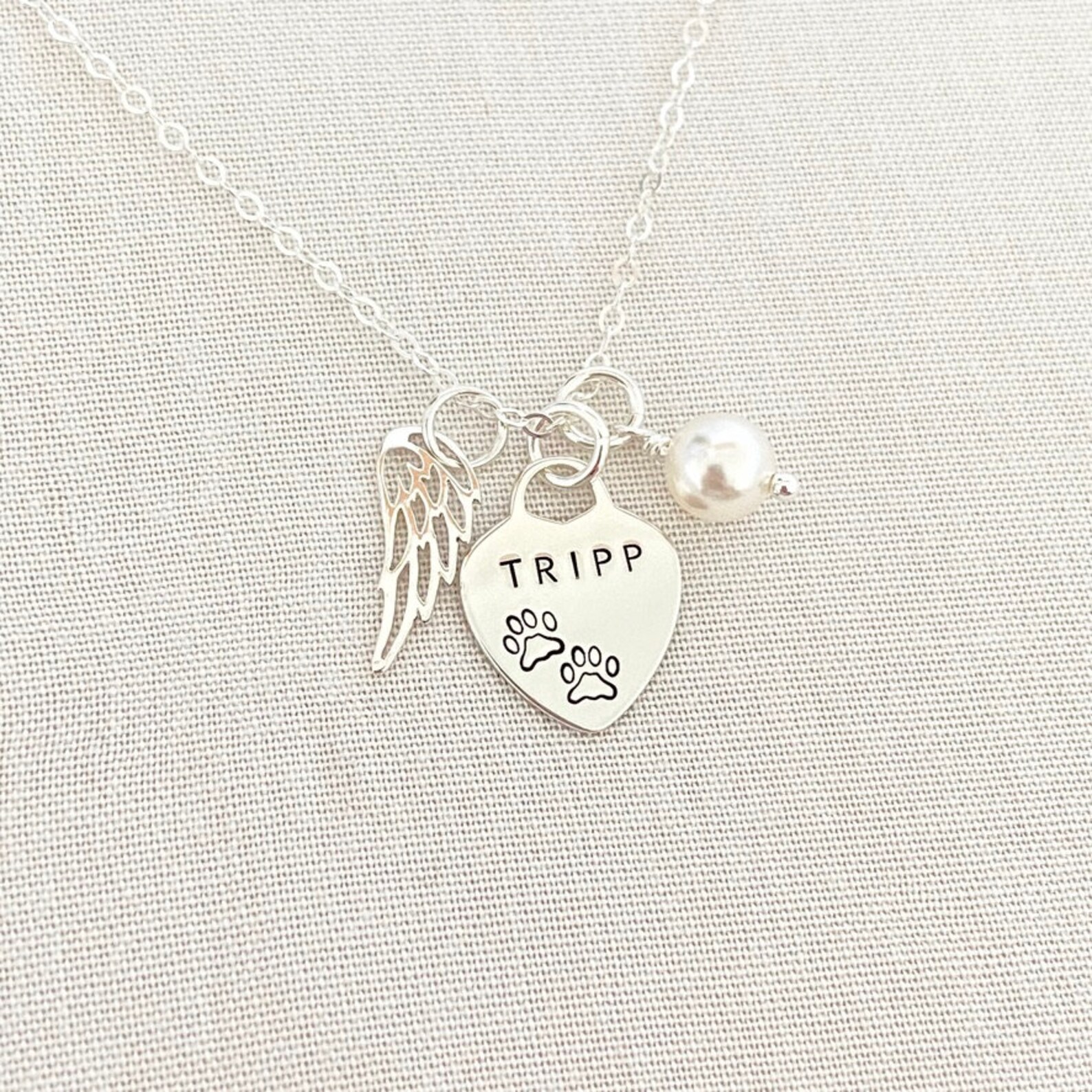 Sterling Silver Pet Memorial Necklace Paw Print Pet Lover - Etsy