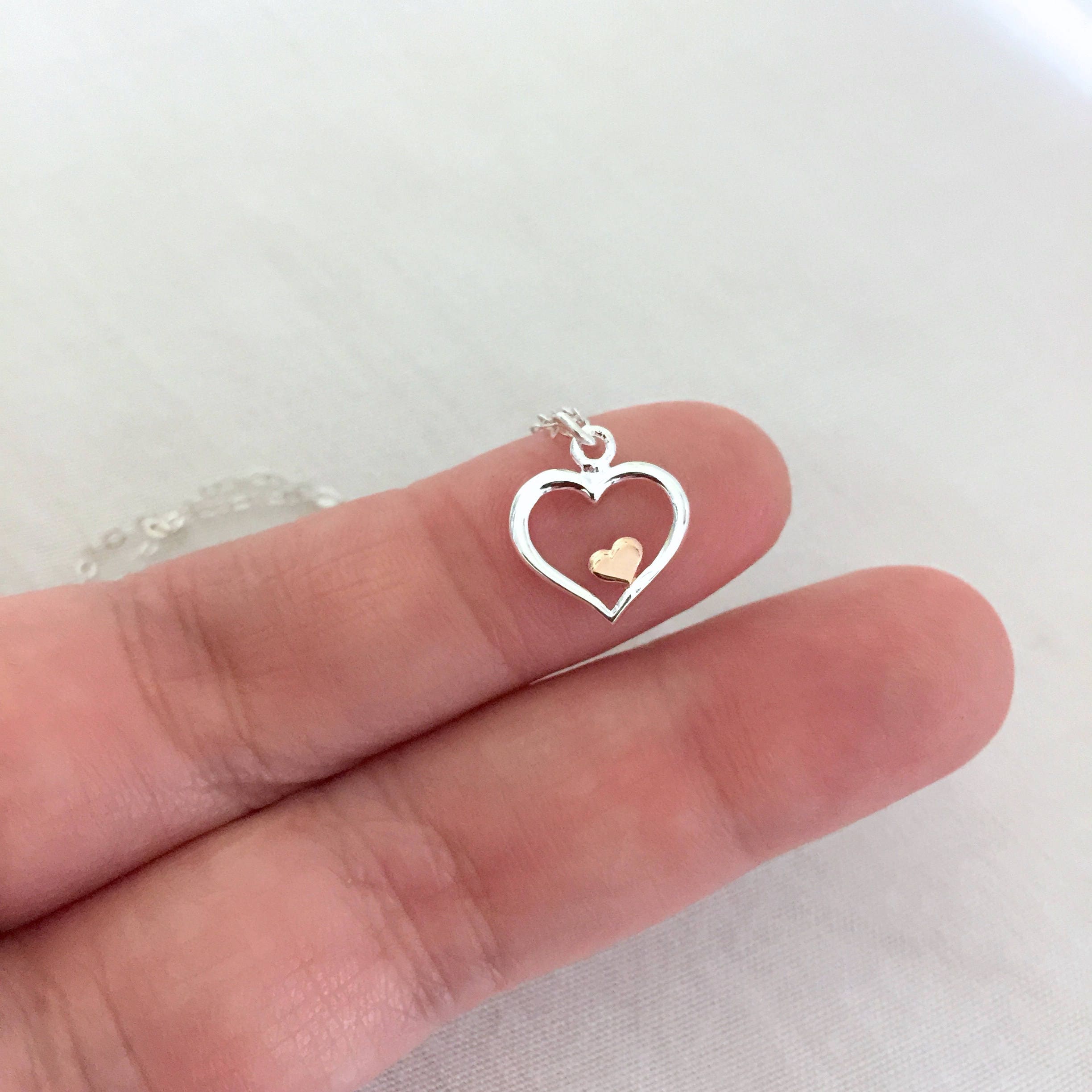 Rose Gold Heart Necklace, Mother of The Bride, Mother Jewelry, Adoption Gifts, Gift for Daughter, Step Mom, Bonus Mom Gift, Wedding Gift