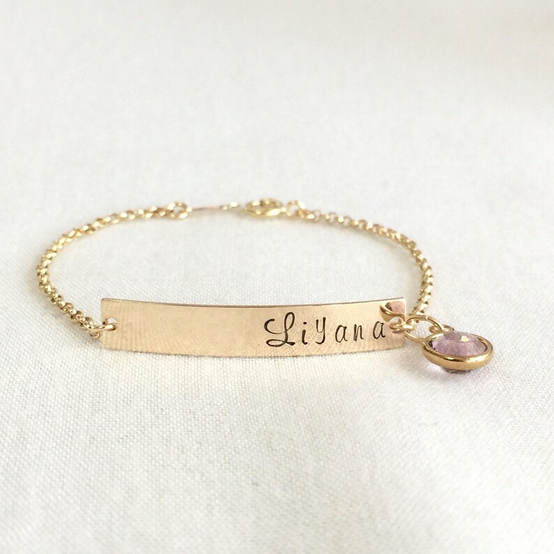 Personalized Baby Bracelet Bar Bracelet Birthstone Bracelet Etsy Australia