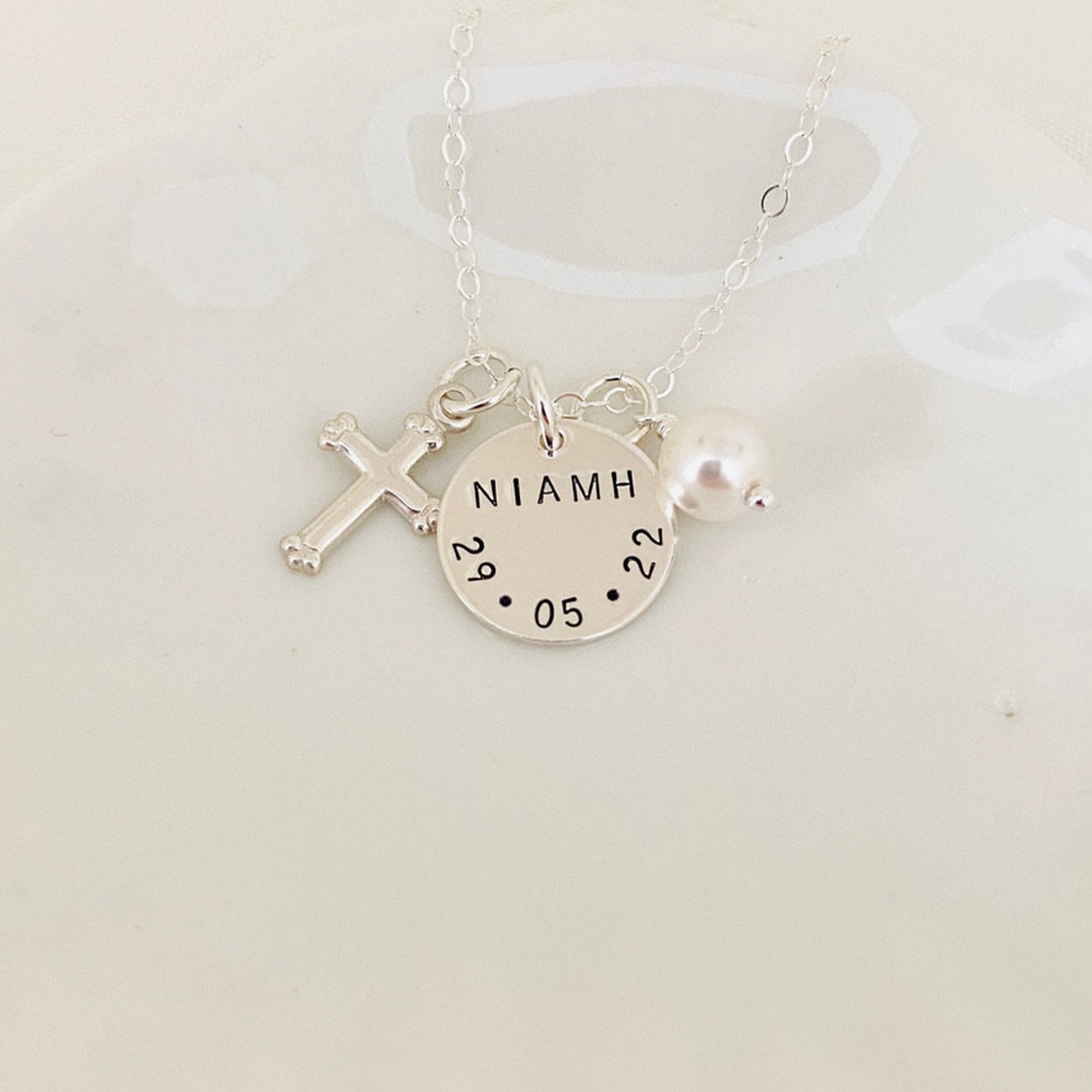 Custom Baptism Necklace First Communion Gift Baby Etsy