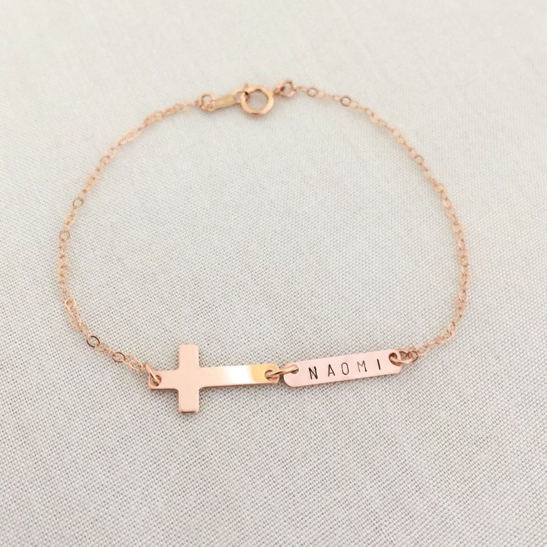 gold christening bracelet