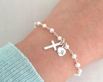 Baby Christening Bracelet, Freshwater Pearl Bracelet, Baptism