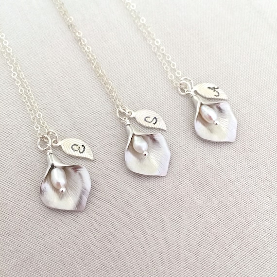 Collar de lirio de plata de ley collar de dama de honor | Etsy México