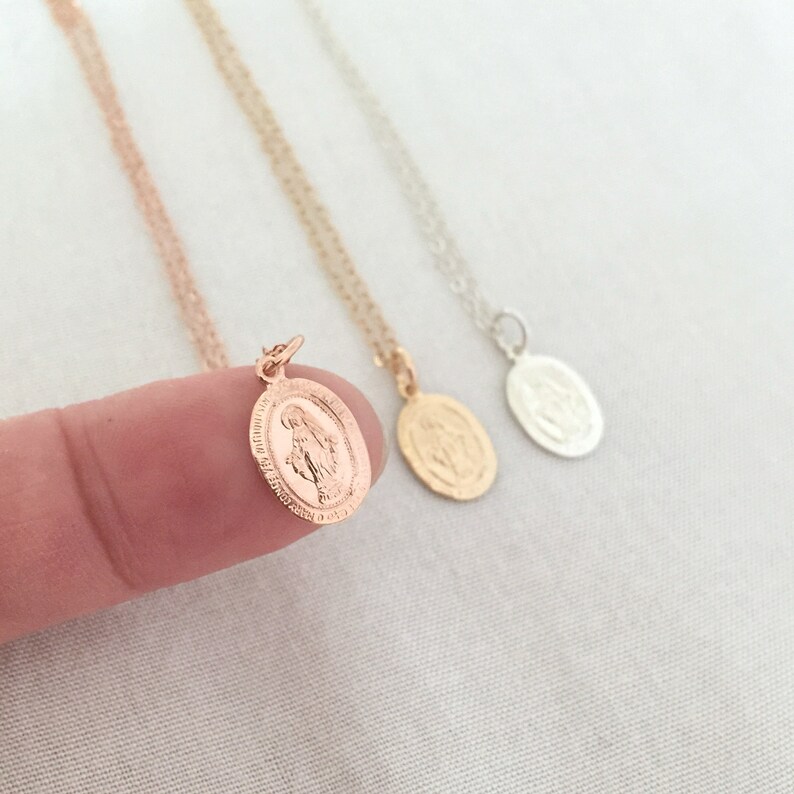 Rose Gold Virgin Mary Necklace Catholic Jewelry Religious Etsy Australia