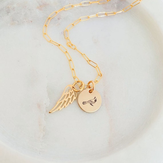 Memorial Cardinal Necklace in Silver or Gold Sympathy Gift Loss of Mom Loss of Dad Remembrance Jewelry Angel Wing in Memory Of Etsy Canada