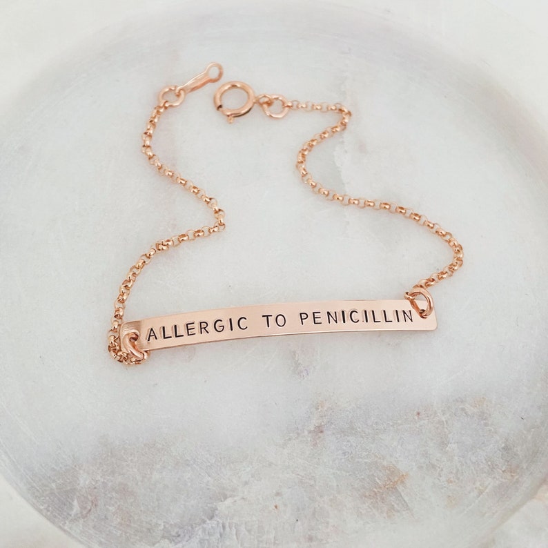 Type 1 Diabetes Bracelet, Rose Gold Medical ID Bracelet, Allergy Bracelet, Medical Alert, Dainty Medical ID for Her, Women Medical ID image 6