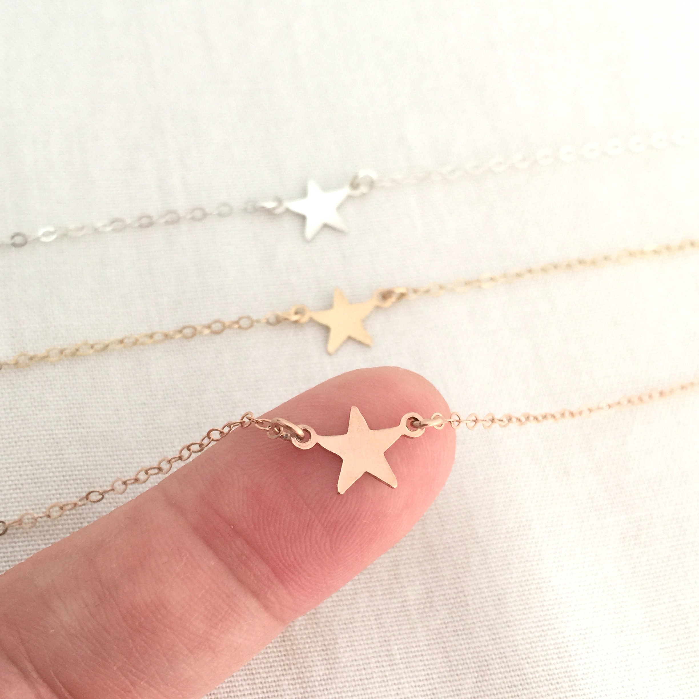 Rose Gold Star Necklace Choker Star Necklace Celestial Jewelry