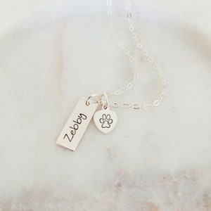 Custom Pet Necklace, Paw Print Necklace, Pet Remembrance Gift, Dog Necklace, Cat Necklace, Pet Loss Necklace, Pet Memorial, StampedEve image 3