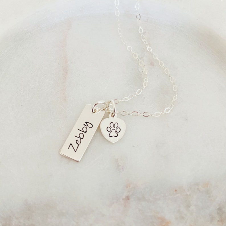 Custom Pet Necklace, Paw Print Necklace, Pet Remembrance Gift, Dog Necklace, Cat Necklace, Pet Loss Necklace, Pet Memorial, StampedEve image 3