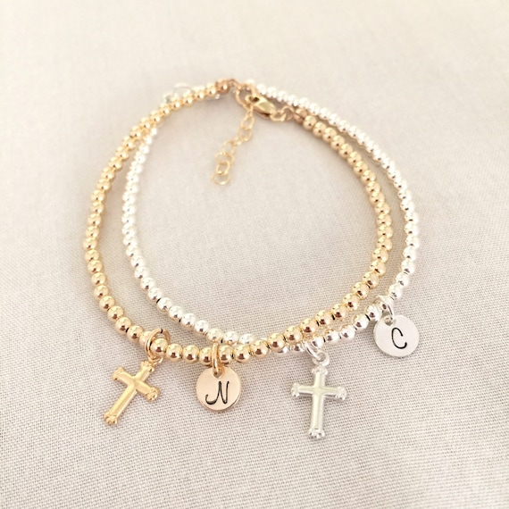 Twin Baptism Guardian Angel Rosary Bracelets for Baby Girl and Boy