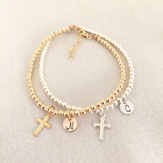 Twin Baptism Guardian Angel Rosary Bracelets for Baby Girl and Boy