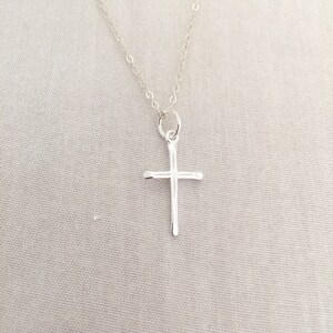 Simple Rose Gold Cross Necklace, Baptism Necklace, First Communion ...