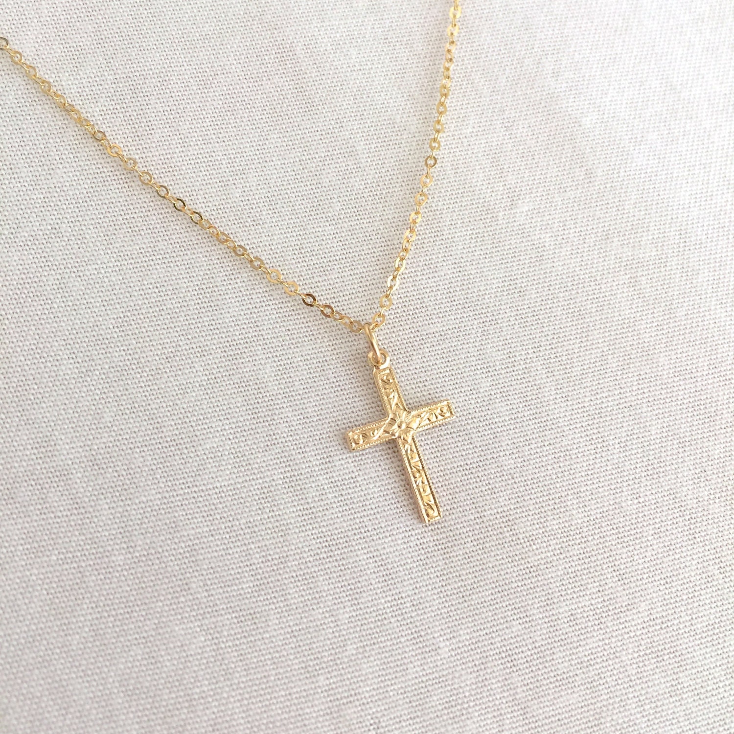 Simple Gold Filled Cross Necklace First Communion Necklace - Etsy