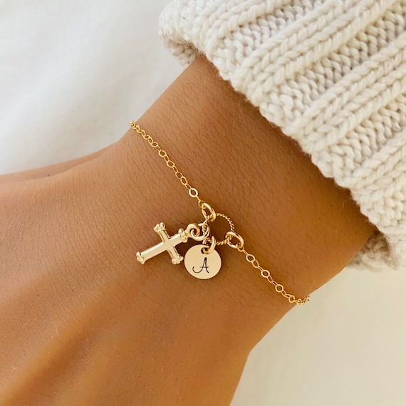 Personalised Cross Bracelet Baptism Jewelry Godchild Bracelet