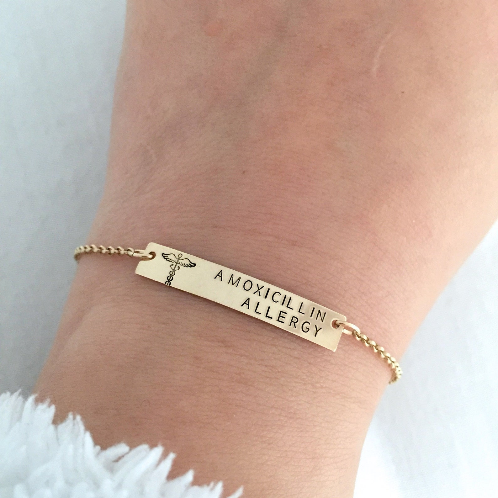 Gold Fill Allergy Bracelet Medical ID Bar Jewelry Type 1 Etsy