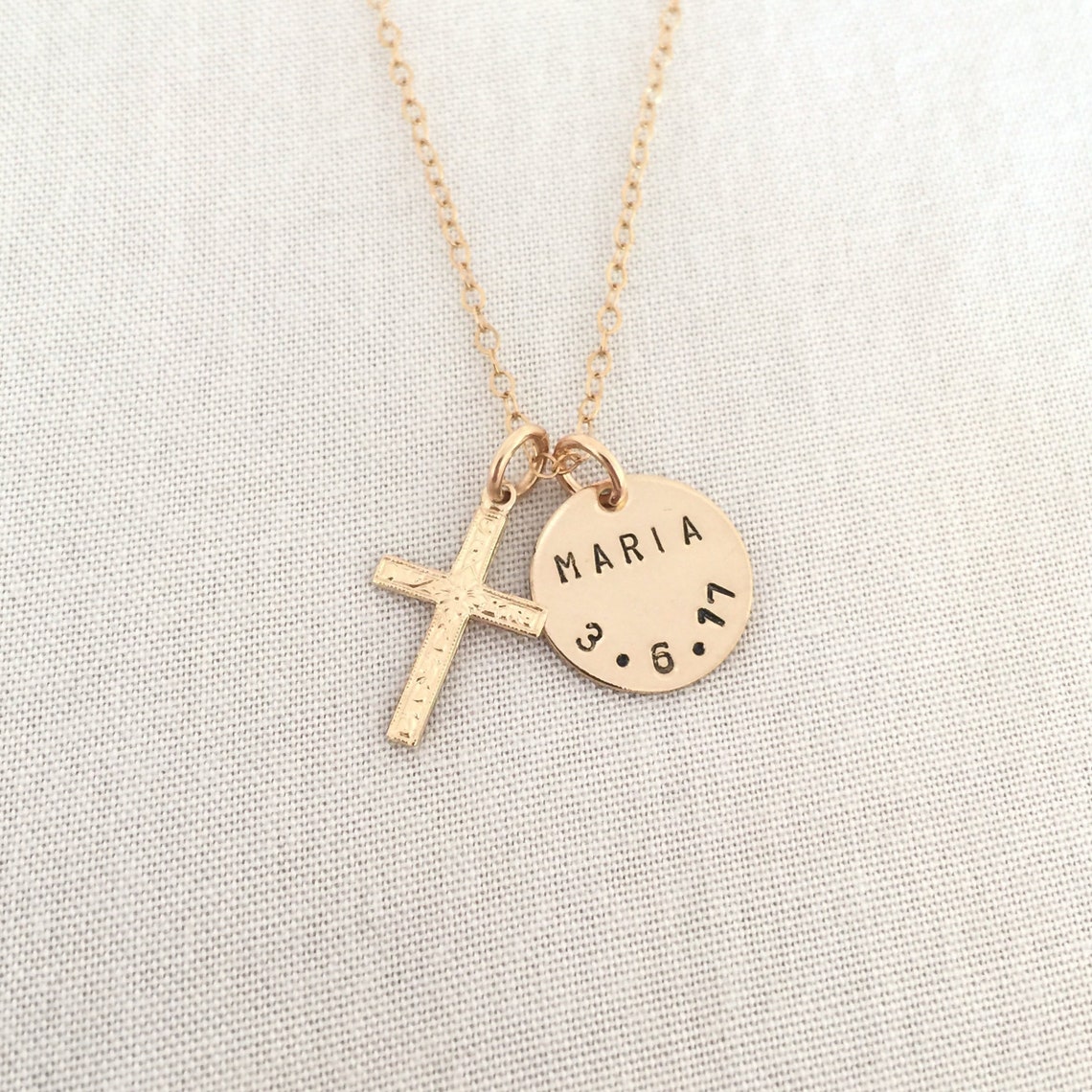 Gold Baby Cross Necklace Baby Girl First Communion Gift Etsy