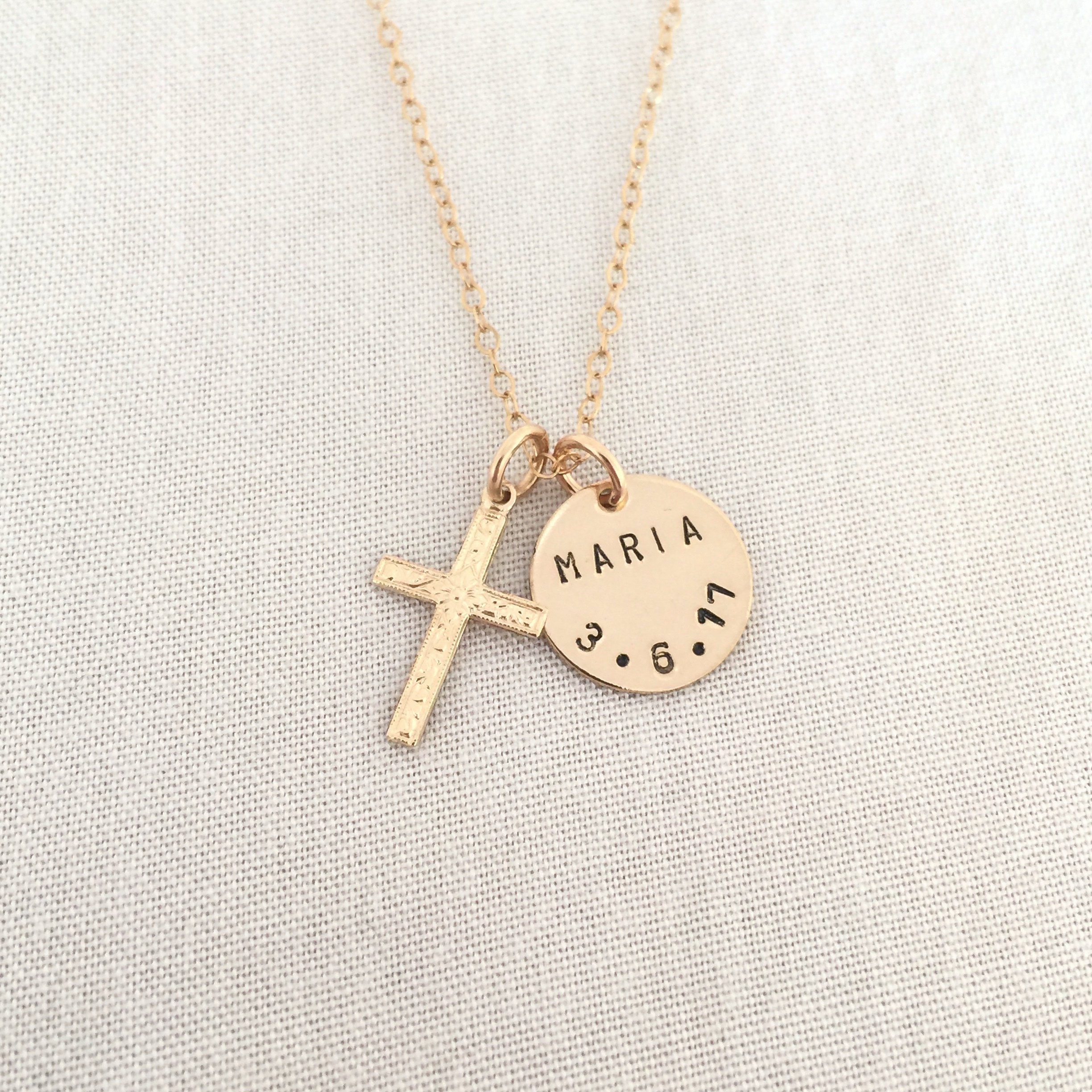 Gold Baby Cross Necklace Baby Girl First Communion Gift | Etsy