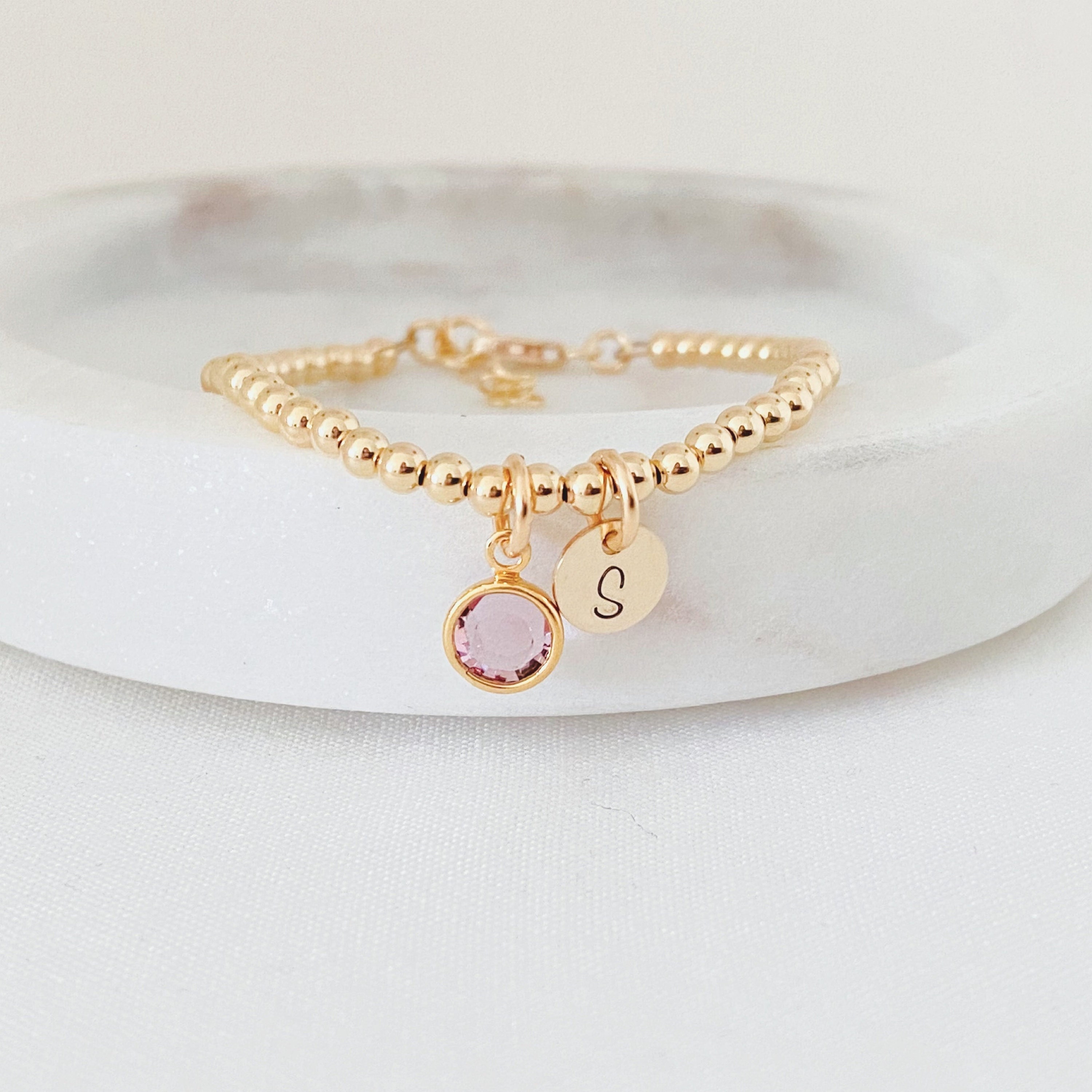 Custom Baby First Bracelet, Rose Gold Jewelry, Toddler Jewelry, Little Girl Bracelet, New Mom Gift, Birthday Gift, Sweet 16 Gift