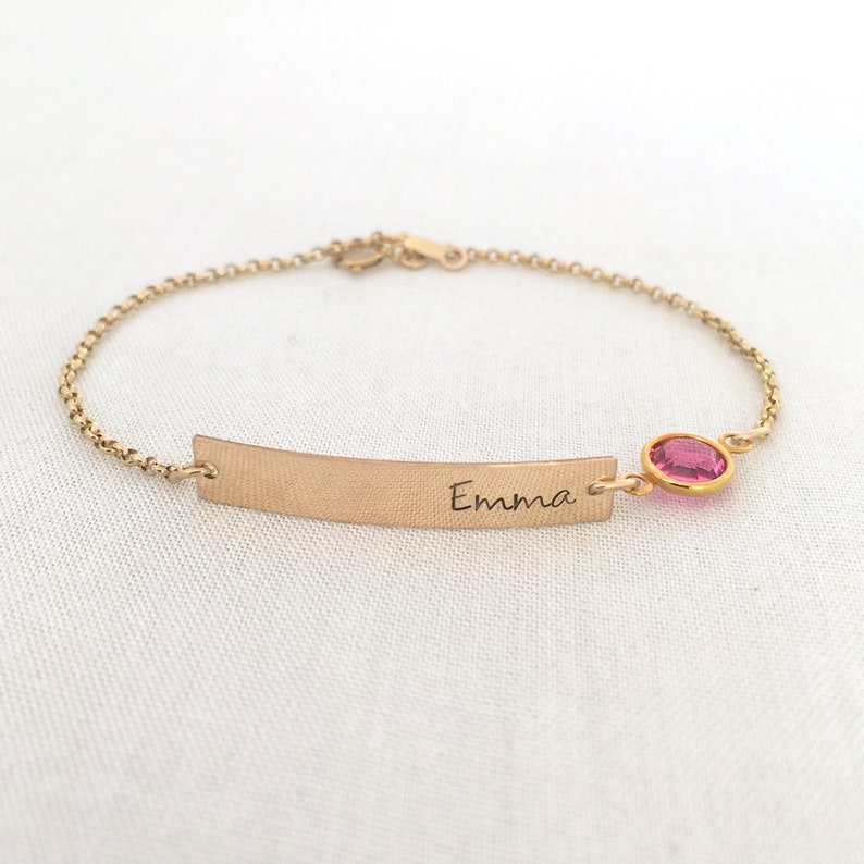 Custom Name Bracelet Baby Girl or Boy Bracelet Birthstone Etsy